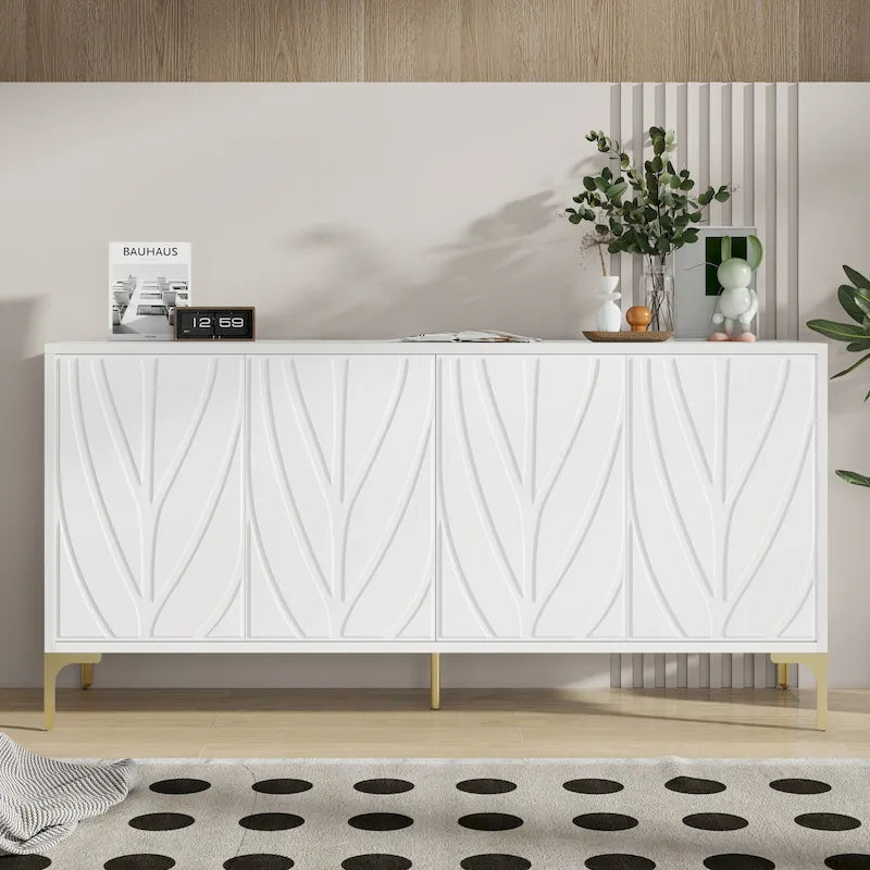 60 Press-to-Open Design Sideboard Buffet Cabinet with 4 Doors