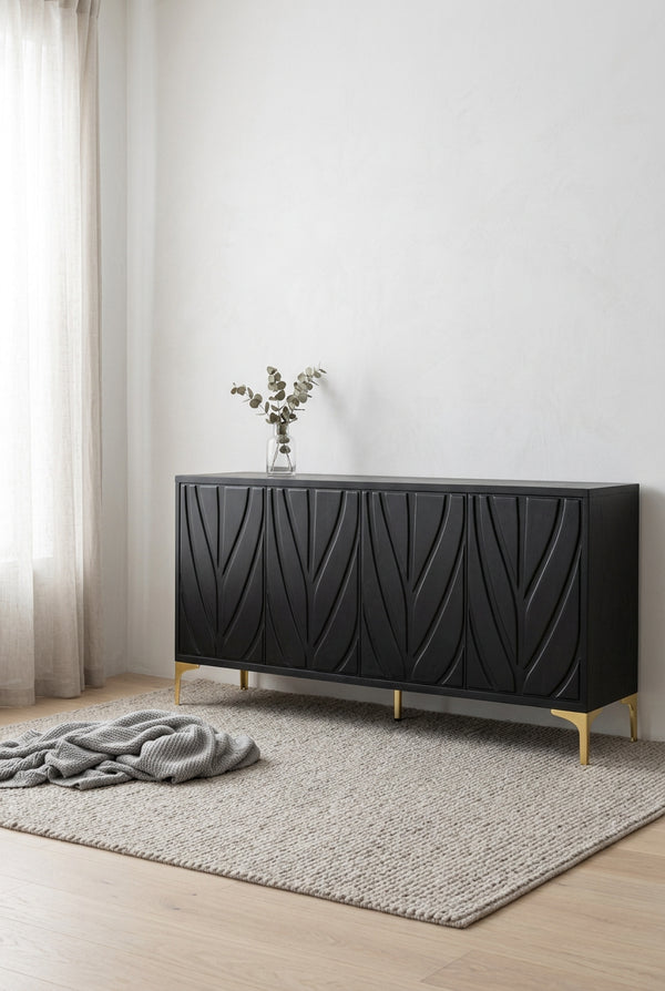 60-Zoll-Sideboard-Buffetschrank mit „Press-to-Open“-Design und 4 Türen