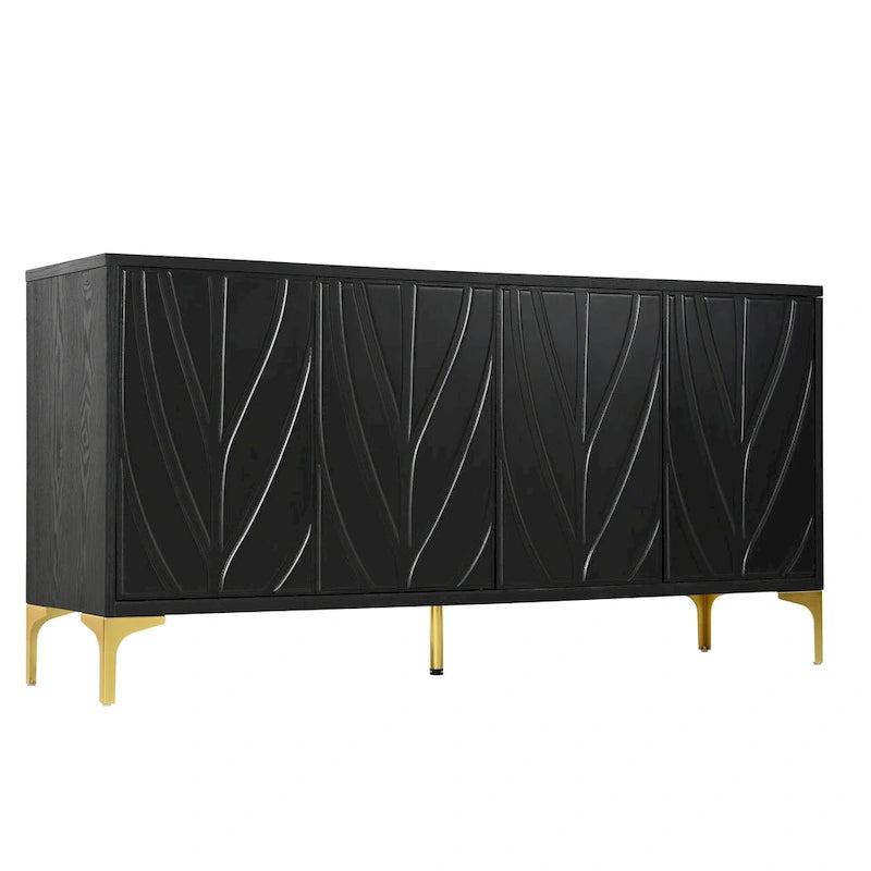 60 Press-to-Open Design Sideboard Buffet Cabinet with 4 Doors