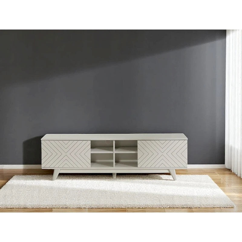 Lucina Modern TV Stand with 2 Door Cabinet 4 Cubby Hole Shelves, Living Room Entertainment Center