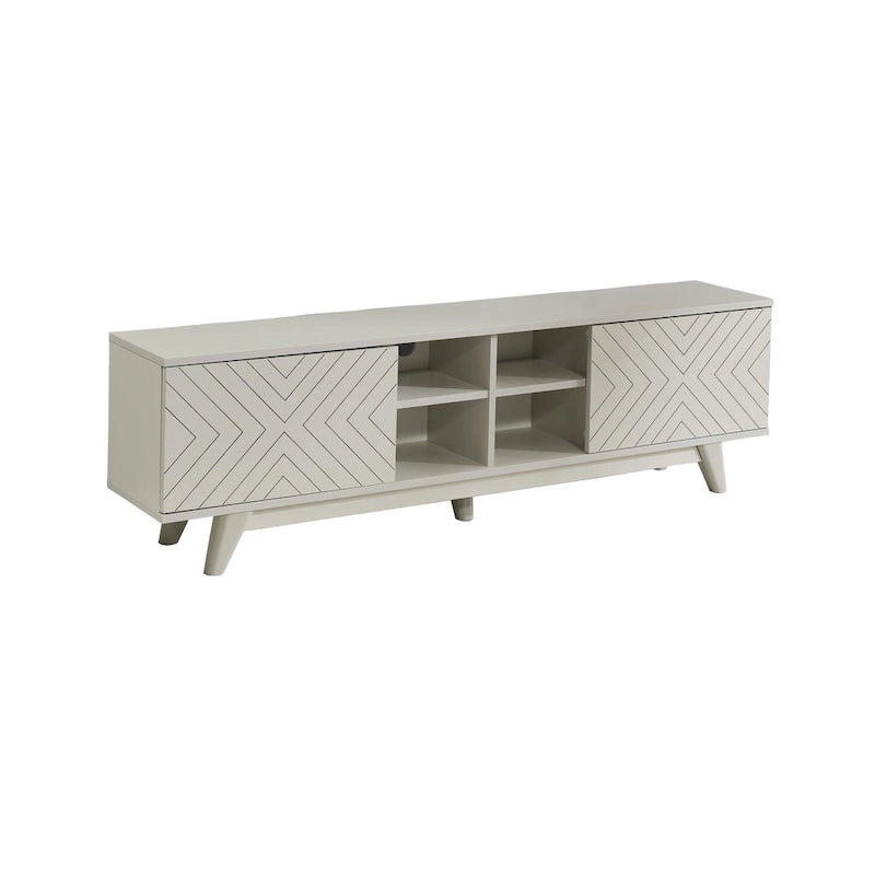 Lucina Modern TV Stand with 2 Door Cabinet 4 Cubby Hole Shelves, Living Room Entertainment Center