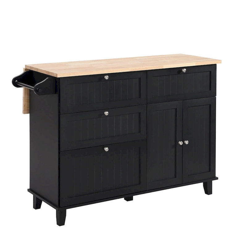 Topmax Farmhouse Kitchen Island Set With Drop Leaf And 2 Seatings