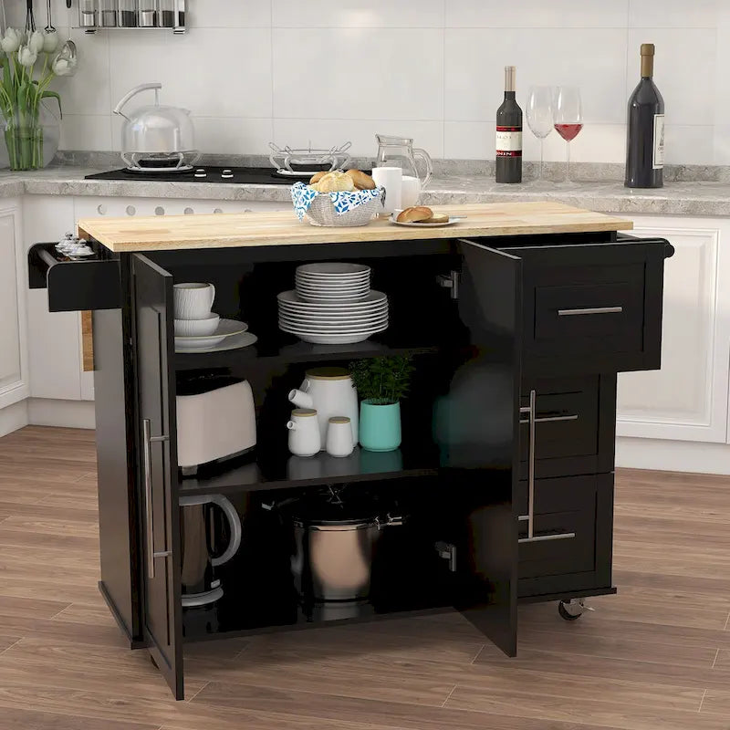 Kitchen Island With Spice Rack(no include stool)