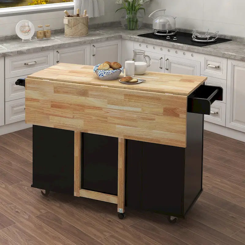 Kitchen Island With Spice Rack(no include stool)