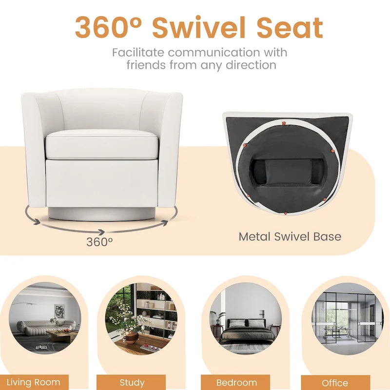 Costway Swivel Barrel Chair with Ottoman Footrest Curved Backrest & - See Details