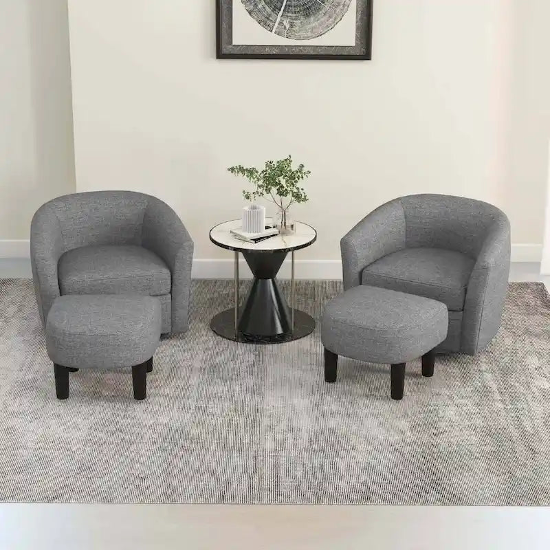 Costway Swivel Barrel Chair with Ottoman Footrest Curved Backrest & - See Details
