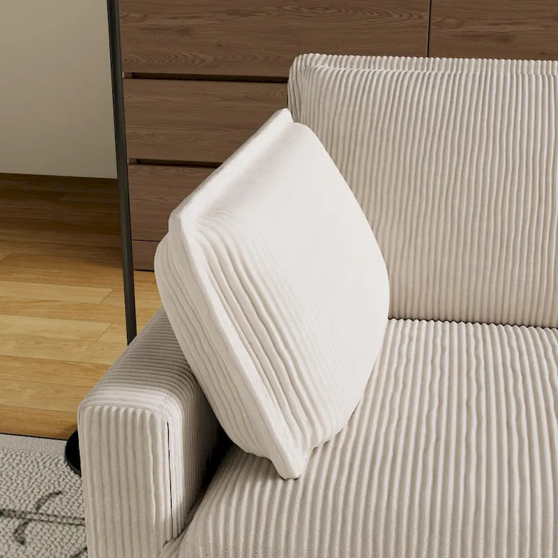 103 Corduroy Modern Classic 4-Seater Sofa with Deep Seat & 4 Pillows