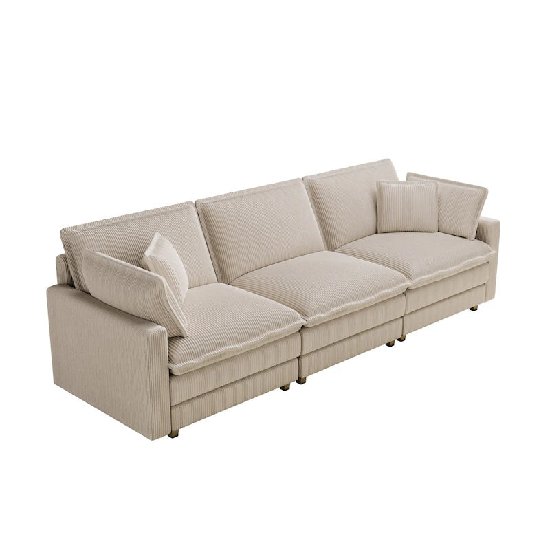 103 Corduroy Modern Classic 4-Seater Sofa with Deep Seat & 4 Pillows