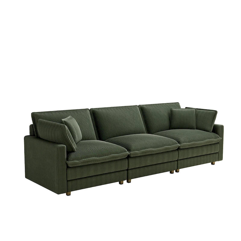 103 Corduroy Modern Classic 4-Seater Sofa with Deep Seat & 4 Pillows