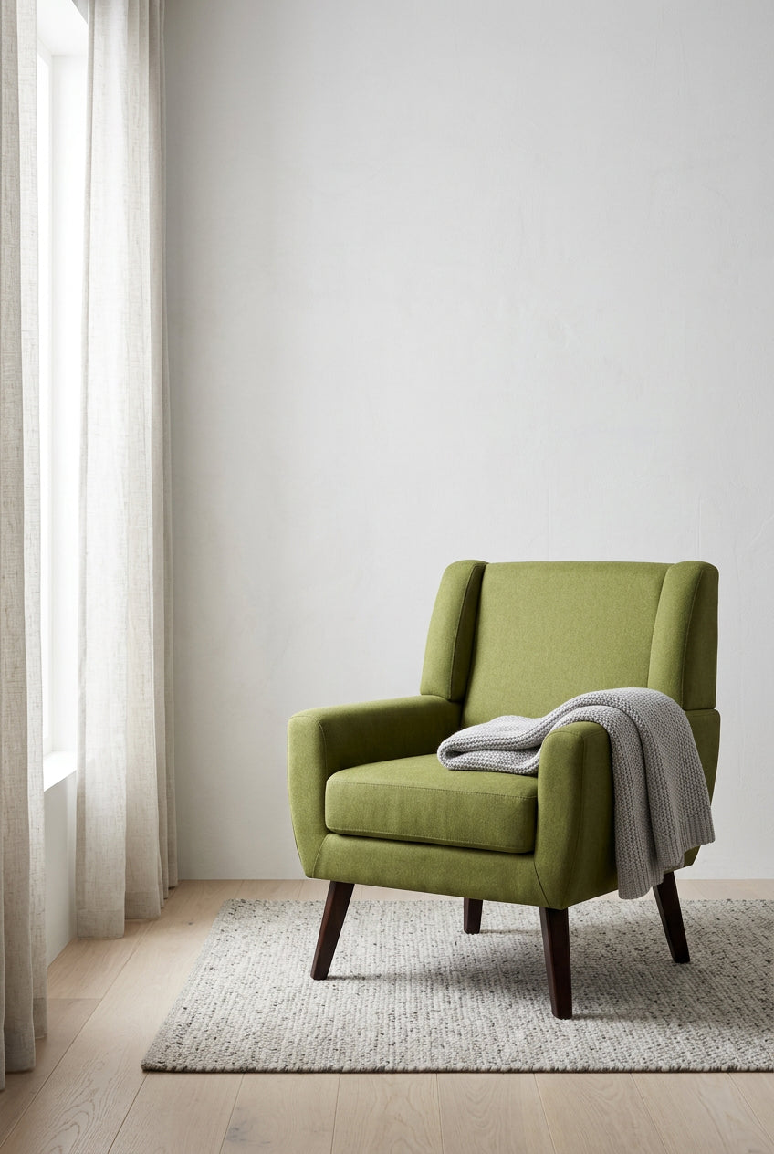Linen Upholstered Accent Chair Wingback Armchair Set of 2