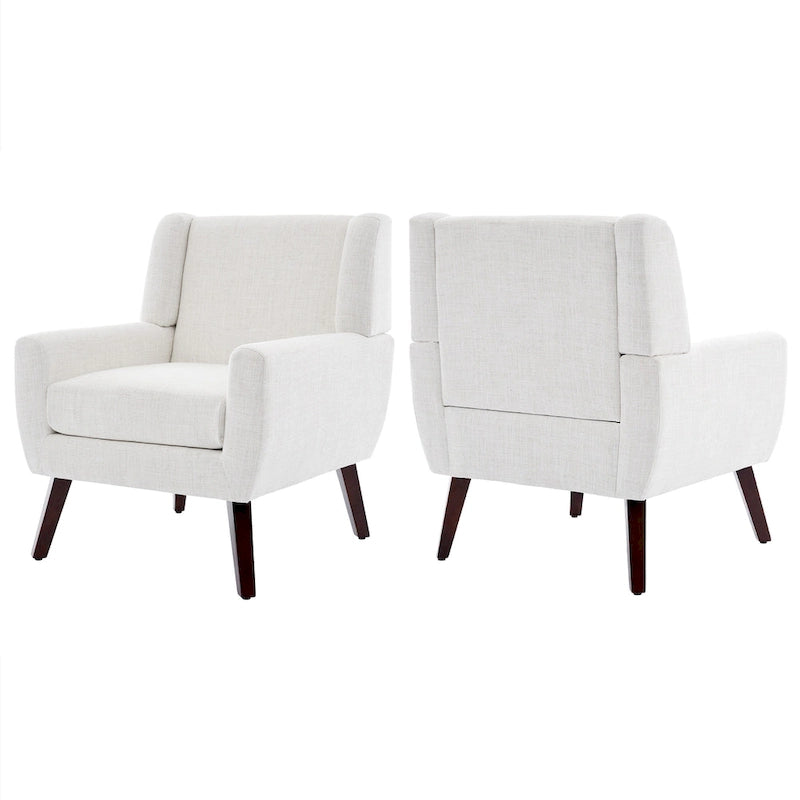 Linen Upholstered Accent Chair Wingback Armchair Set of 2