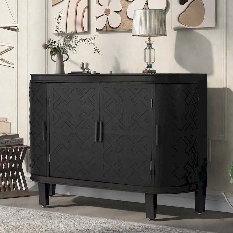 4-door Cabinet Sideboard with Antique Patterns - 15.20 x 47.20 x 33.50