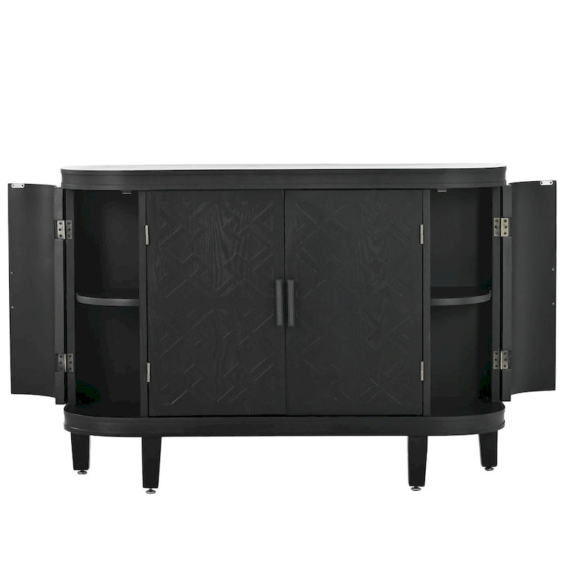4-door Cabinet Sideboard with Antique Patterns - 15.20 x 47.20 x 33.50