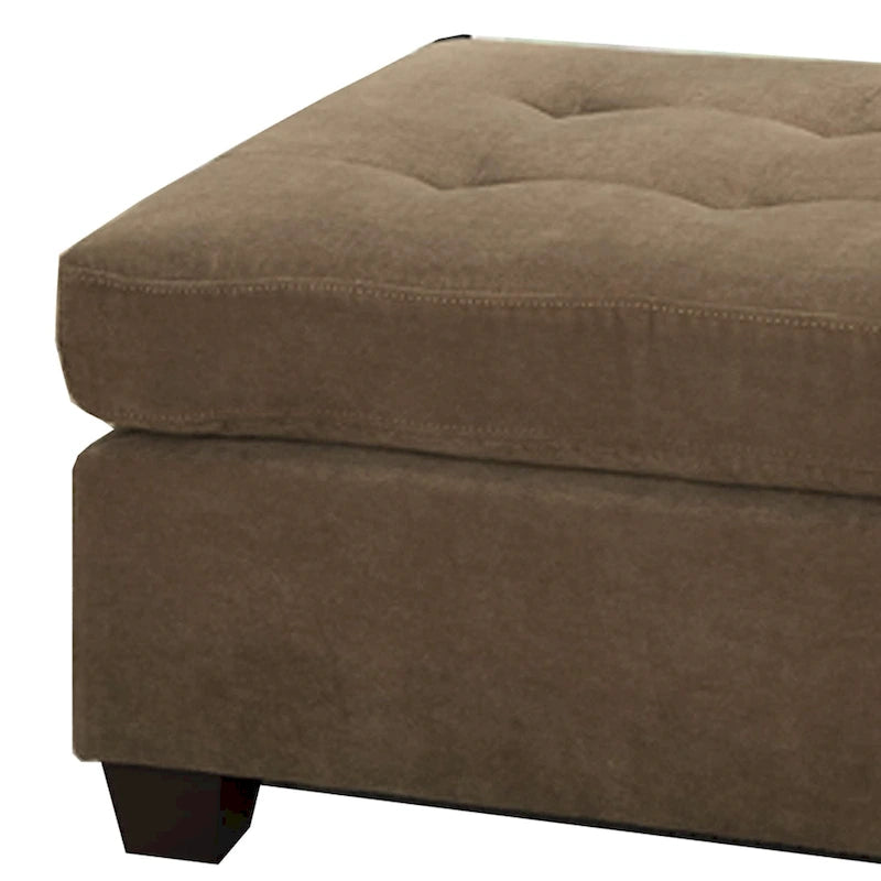 Cocktail Ottoman In Light Brown Waffle Suede Fabric
