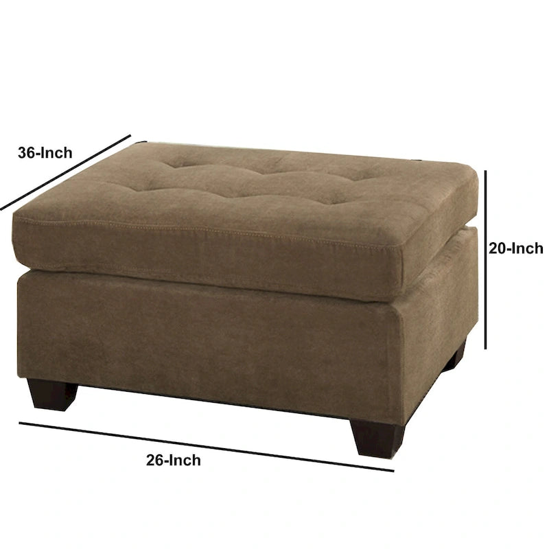 Cocktail Ottoman In Light Brown Waffle Suede Fabric