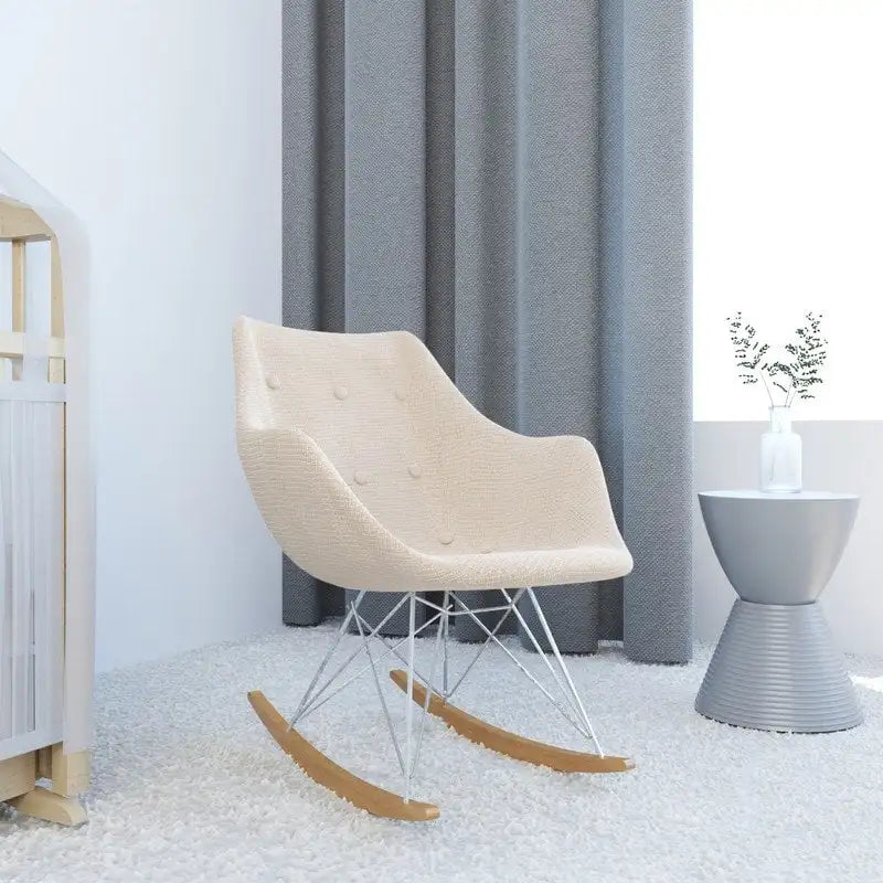 Willo Polyester Upholstered Rocking Nursing Chair - Modern Accent Armchair for Home Living Room Bedroom Indoor & Outdoor