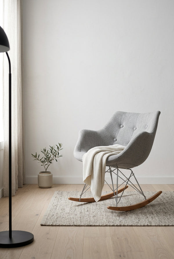 Schaukelstuhl zum Stillen mit Polyesterbezug – Moderner Akzentsessel für Wohnzimmer, Schlafzimmer sowie Innen- und Außenbereich