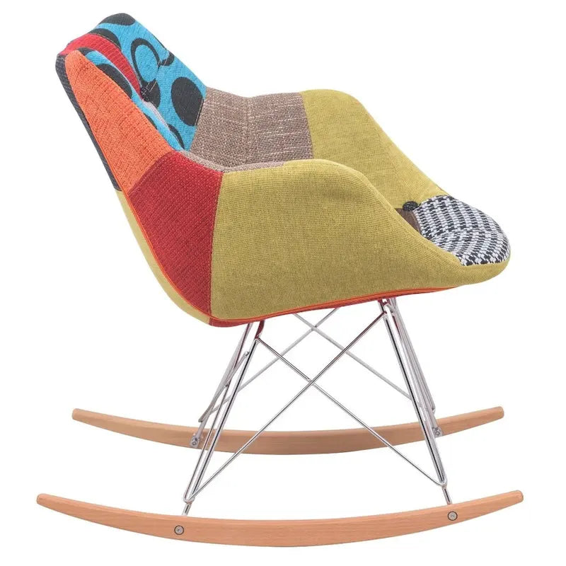 Willo Polyester Upholstered Rocking Nursing Chair - Modern Accent Armchair for Home Living Room Bedroom Indoor & Outdoor