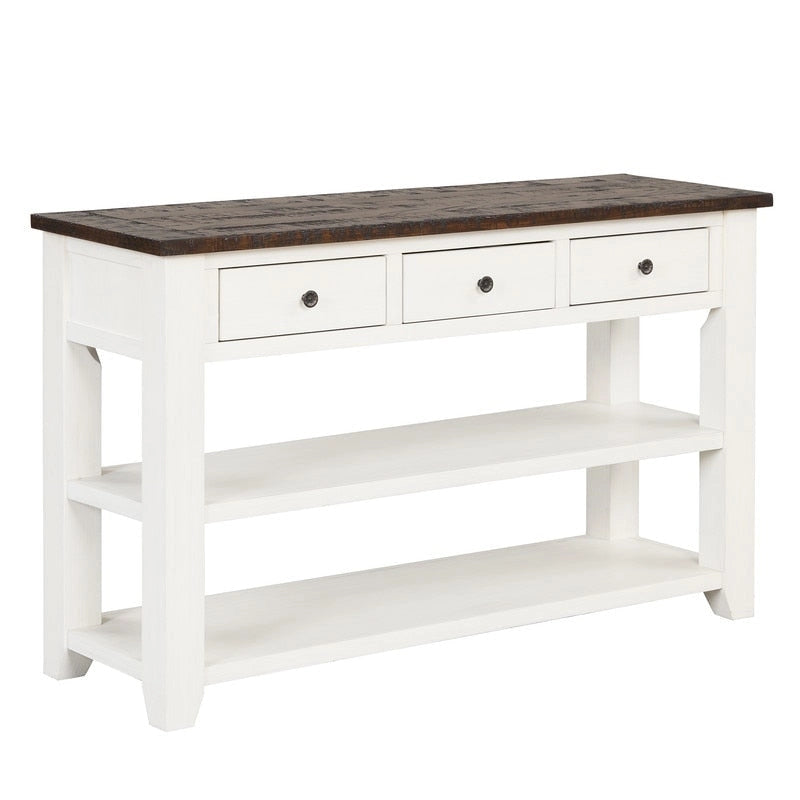 Wood Console Table with 3 Storage Drawers and 2 Shelves