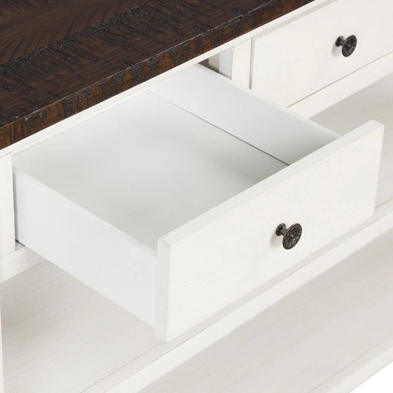 Wood Console Table with 3 Storage Drawers and 2 Shelves