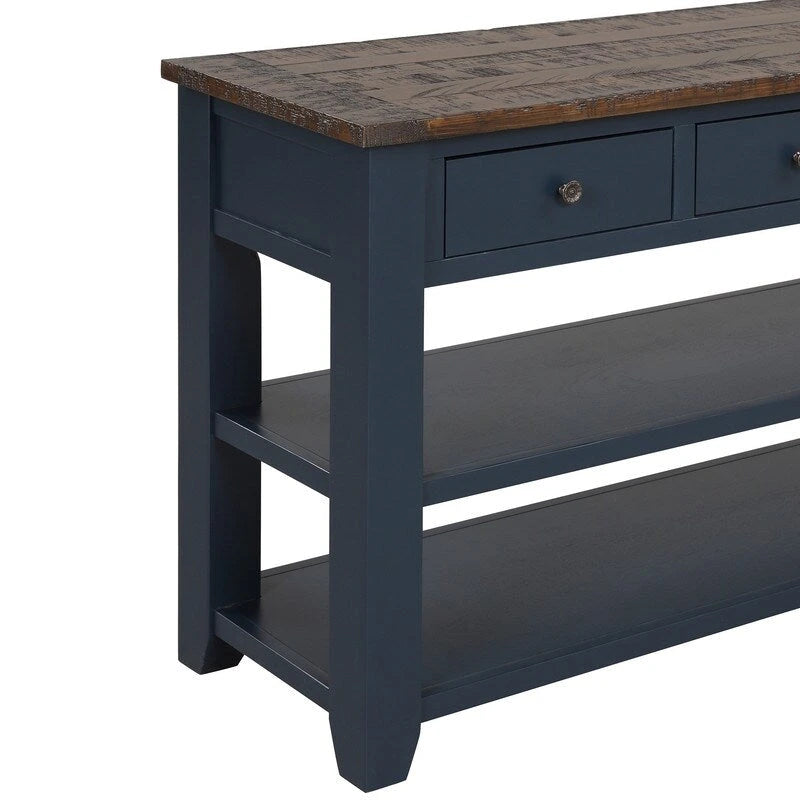 Wood Console Table with 3 Storage Drawers and 2 Shelves