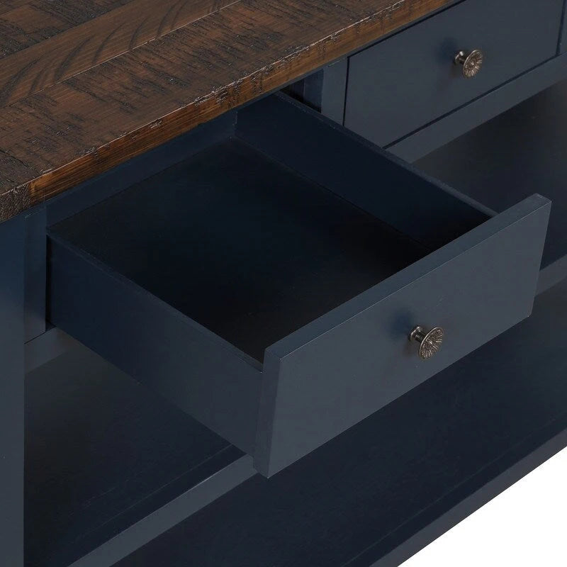 Wood Console Table with 3 Storage Drawers and 2 Shelves