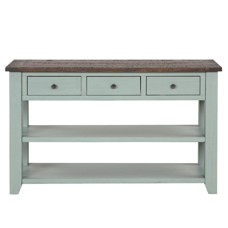 Wood Console Table with 3 Storage Drawers and 2 Shelves