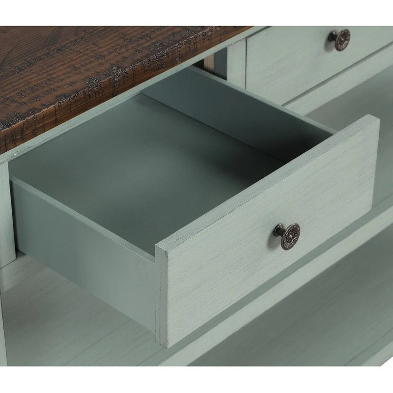 Wood Console Table with 3 Storage Drawers and 2 Shelves