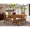 East West Furniture 7 Piece Kitchen Table Set Consist of an Oval Dining Table and Solid Chairs, Saddle Brown (Seat Type Options)