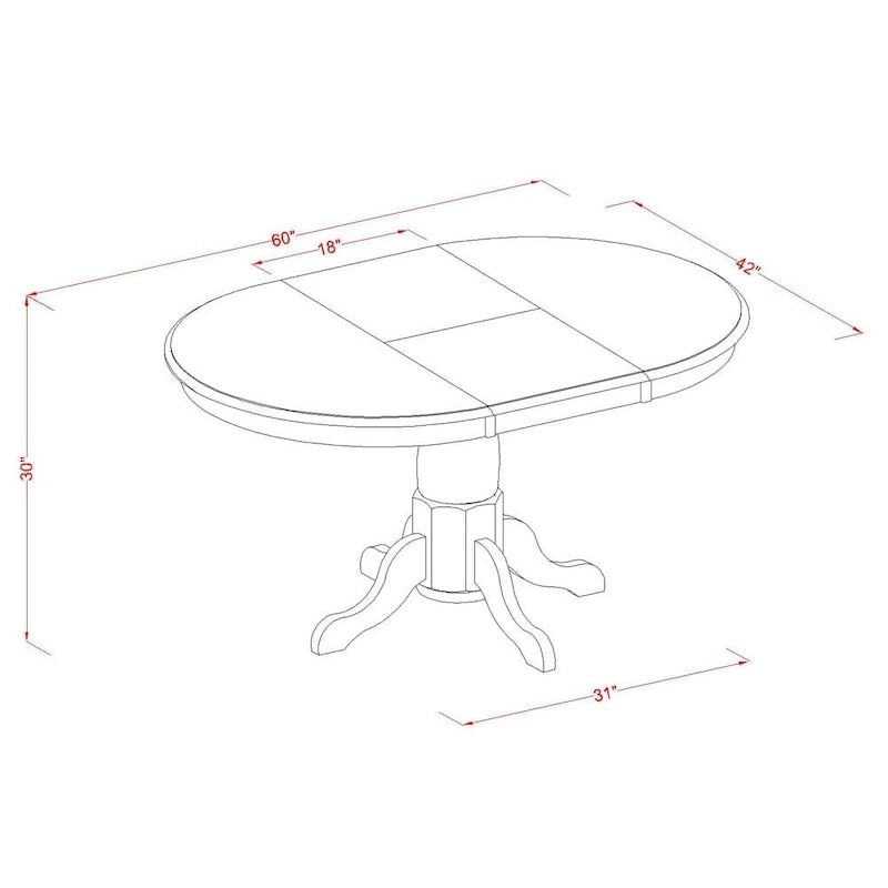 East West Furniture 7 Piece Kitchen Table Set Consist of an Oval Dining Table and Solid Chairs, Saddle Brown (Seat Type Options)