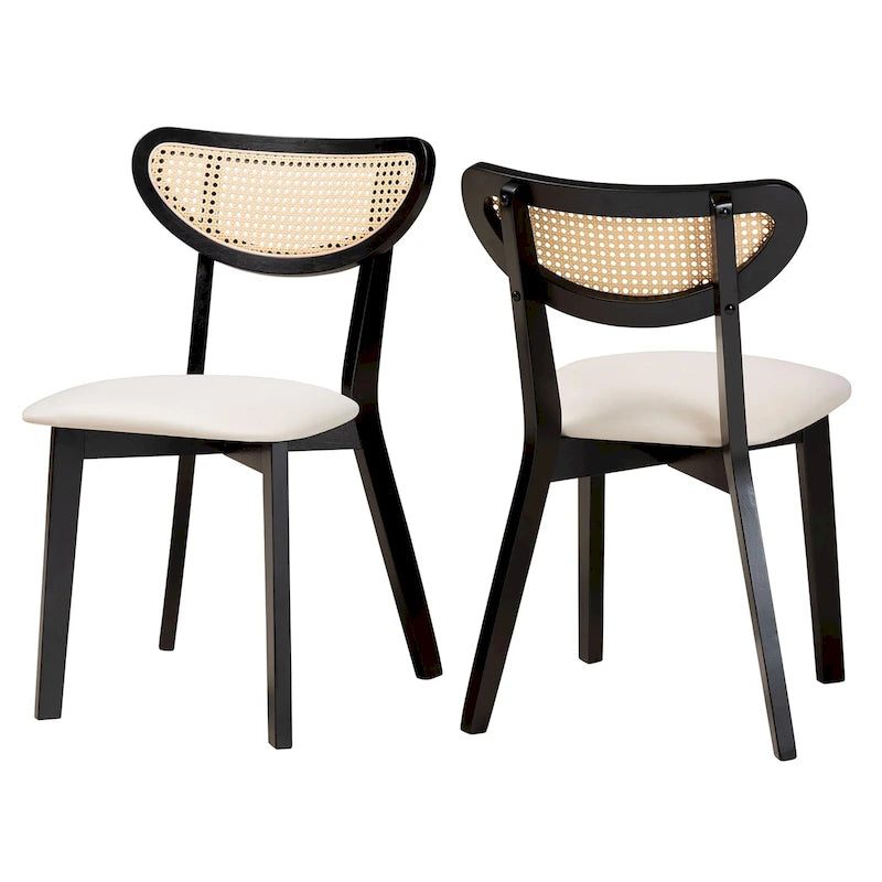 Dannell Mid-Century Modern Wood 2-Piece Dining Chair Set