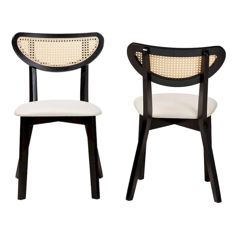 Dannell Mid-Century Modern Wood 2-Piece Dining Chair Set