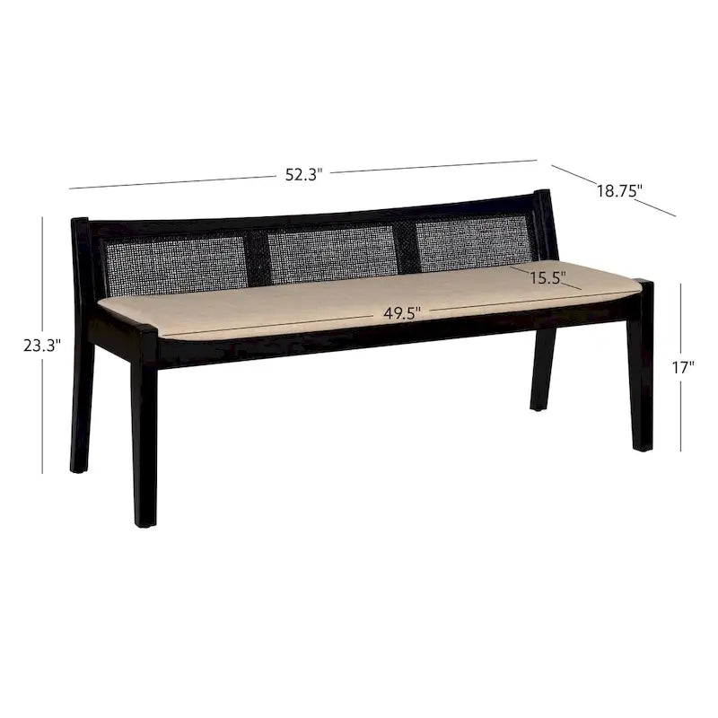 Buford Solid Wood Cane Bench