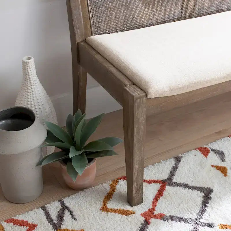 Buford Solid Wood Cane Bench