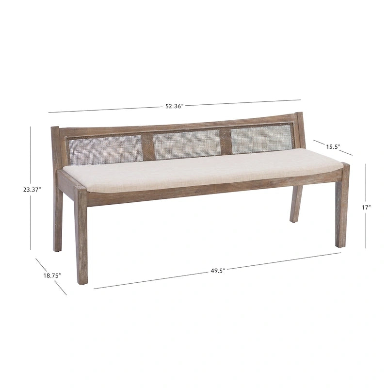 Buford Solid Wood Cane Bench