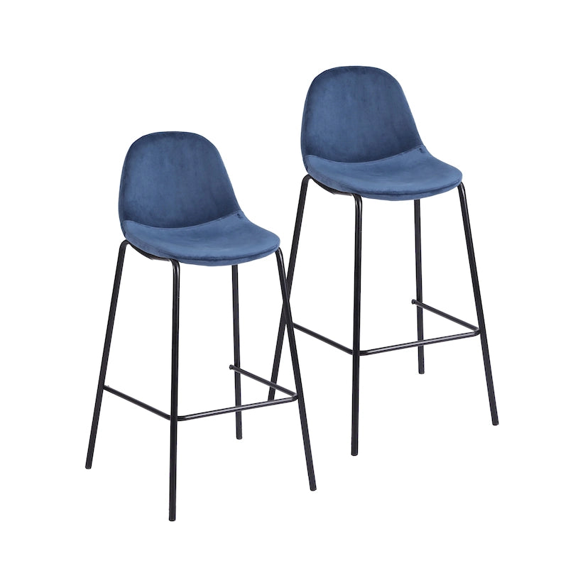 Porthos Home Tam Bar Stools Set Of 2, Velvet Upholstery, Iron Legs