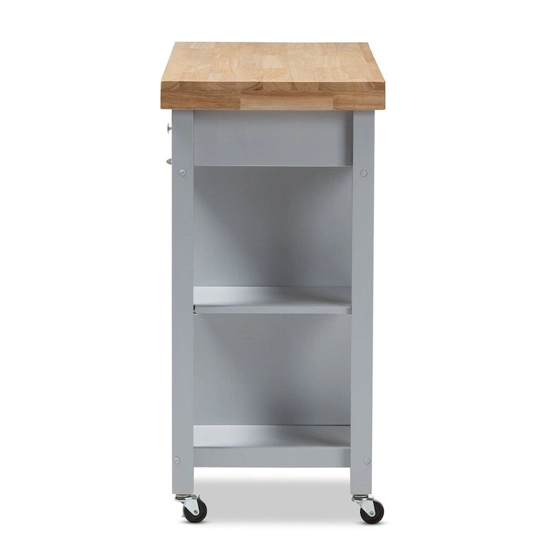 The Gray Barn Muckross Farmhouse Grey Wood Kitchen Cart