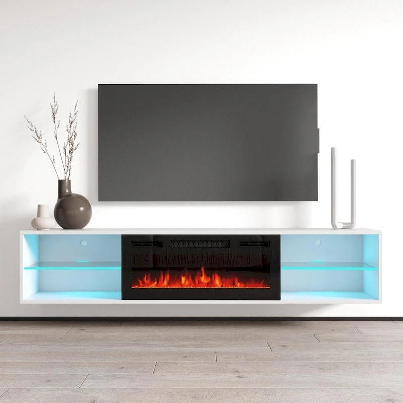 Lima EF Wall Mounted Electric Fireplace 72 TV Stand