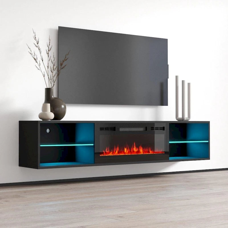 Lima EF Wall Mounted Electric Fireplace 72 TV Stand