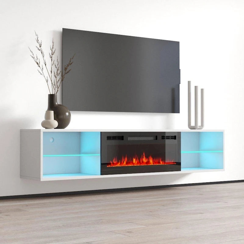 Lima EF Wall Mounted Electric Fireplace 72 TV Stand