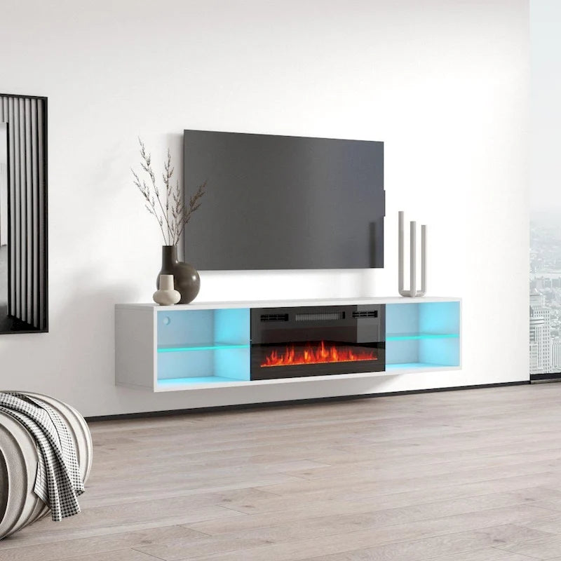 Lima EF Wall Mounted Electric Fireplace 72 TV Stand