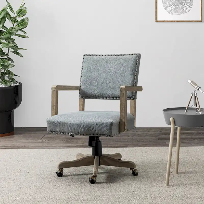 Taresa Modern Mid-Back Swivel Height Adjustable Task Chair with Nailhead Trim by HULALA HOME