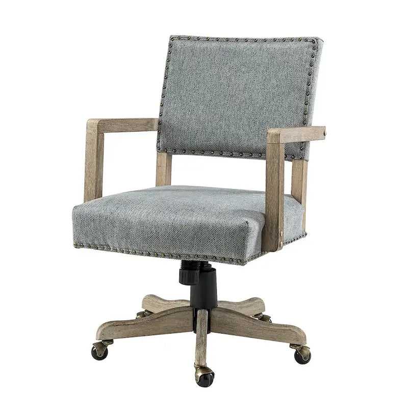Taresa Modern Mid-Back Swivel Height Adjustable Task Chair with Nailhead Trim by HULALA HOME