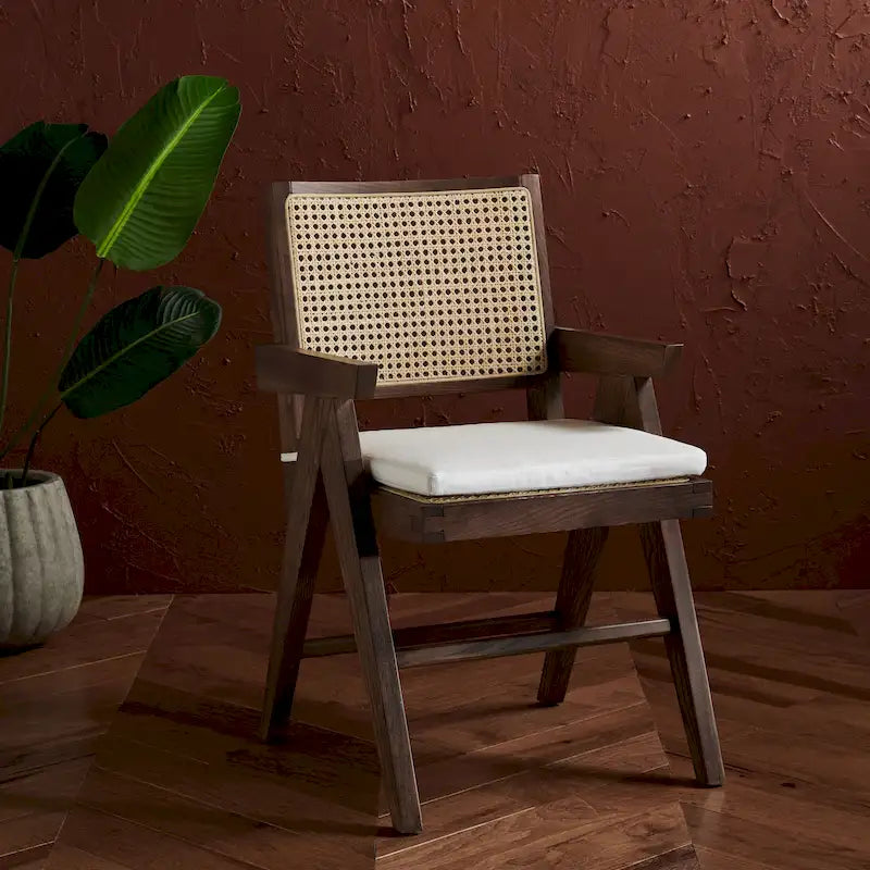 SAFAVIEH Couture Maiju Rattan Arm Chair - 21 In. W x 23 In. D x 34 In. H - 21Wx23Dx34H