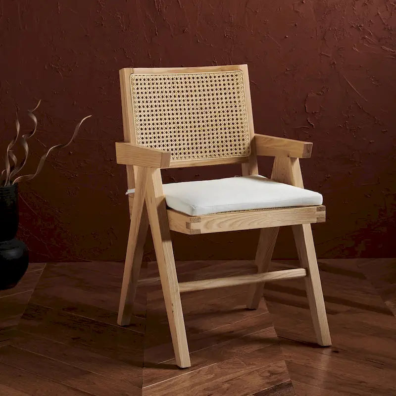 SAFAVIEH Couture Maiju Rattan Arm Chair - 21 In. W x 23 In. D x 34 In. H - 21Wx23Dx34H