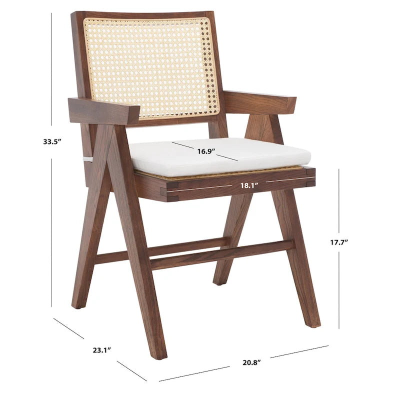 SAFAVIEH Couture Maiju Rattan Arm Chair - 21 In. W x 23 In. D x 34 In. H - 21Wx23Dx34H