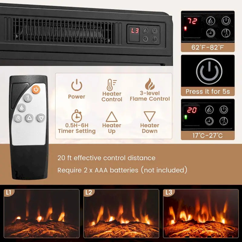 Costway Fireplace TV Stand w/ Led Lights & 18 Electric Fireplace for - See Details