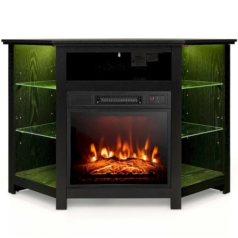 Costway Fireplace TV Stand w/ Led Lights & 18 Electric Fireplace for - See Details