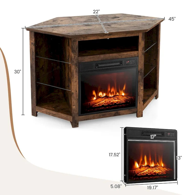Costway Fireplace TV Stand w/ Led Lights & 18 Electric Fireplace for - See Details