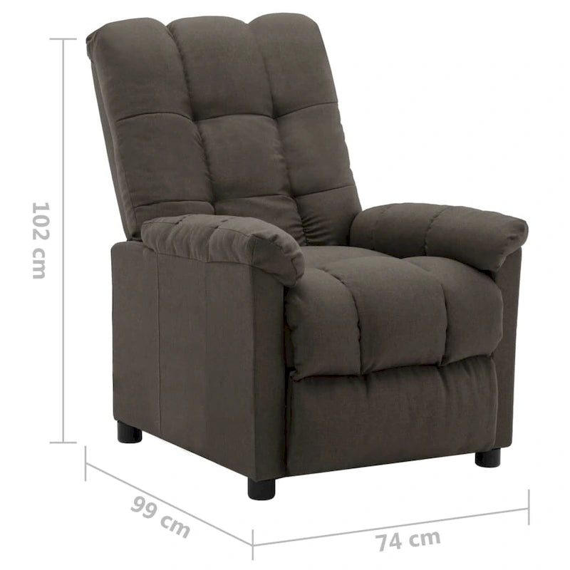 vidaXL Recliner Taupe Fabric - 29.1 x 38.9 x 40.1